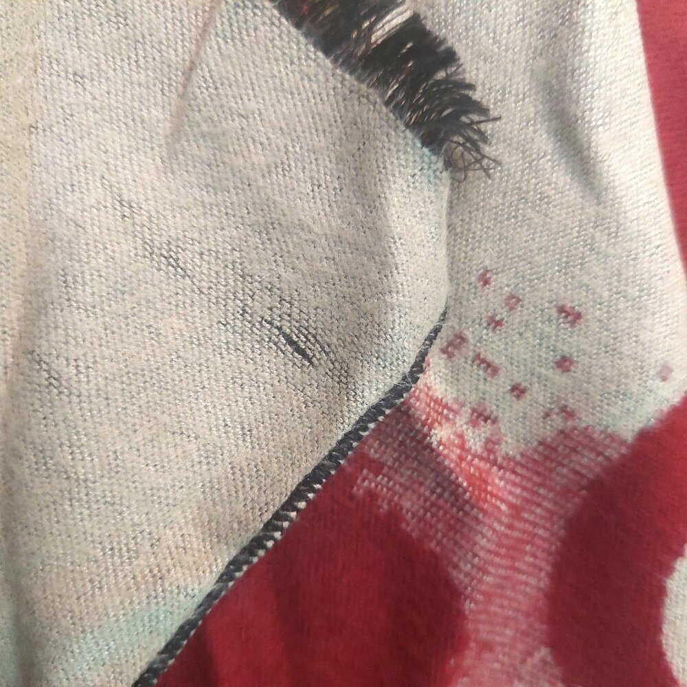 Vintage Chanel Burgundy Red Cream Tie Dye Print Blanket Scarf Scarves Wrap - Picture 9 of 11